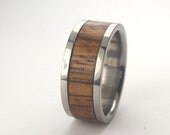 Wood Ring / Zebrawood Inlaid in Titanium Ring - Wooden Wedding Band