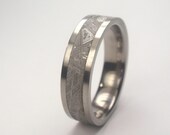 Meteorite Ring inlaid on Titanium Ring - The Gibeon Meteorite Inlay is 4mm wide