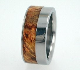 Titanium with Interchangeable Buckeye Burl Wood Inlay Ring - New Signature Design - jer-003