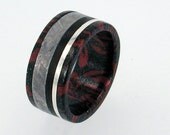 Black Titanium and Copper Mokume Gane Ring inlaid with Meteorite Wood and White Gold - jer1-024