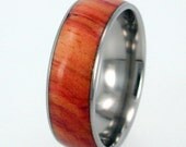 Titanium Ring with Tulip Wood Inlay  - jer1-032
