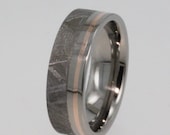 Meteorite Ring with Rose Gold inlay over a Titanium Ring