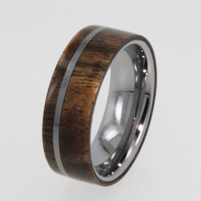 Tungsten Carbide Rings  Tungsten Wedding Wood Ring with Flat profile ...