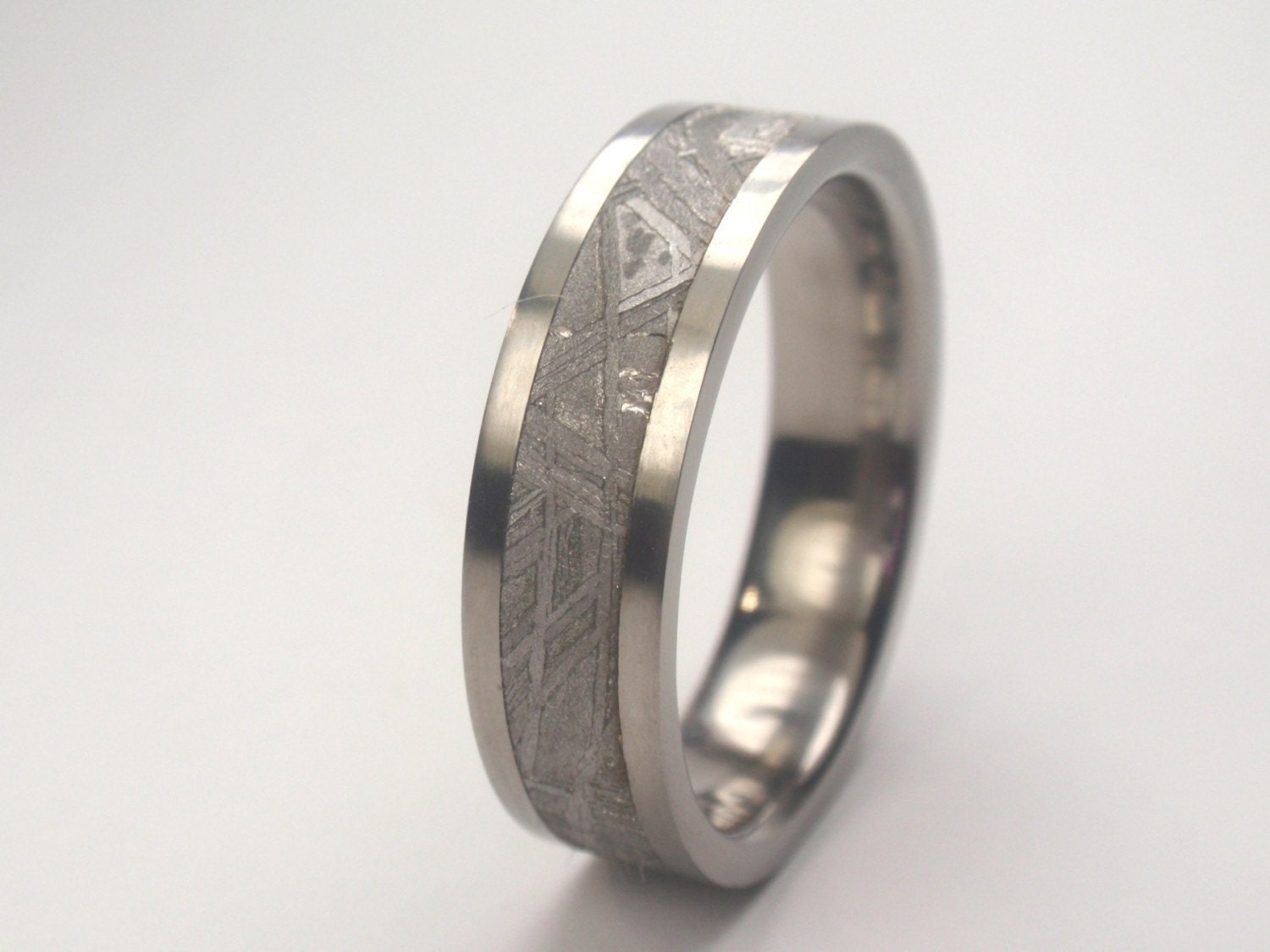 Gibeon Meteorite Inlay Titanium Ring