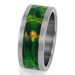 Titanium Ring with Green Box Elder Burl Wood Inlay - Wedding Band - jer-010