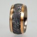 Wedding Band with Meteorite and 18K Yellow Gold Inlay - Titanium Ring For Men and Women