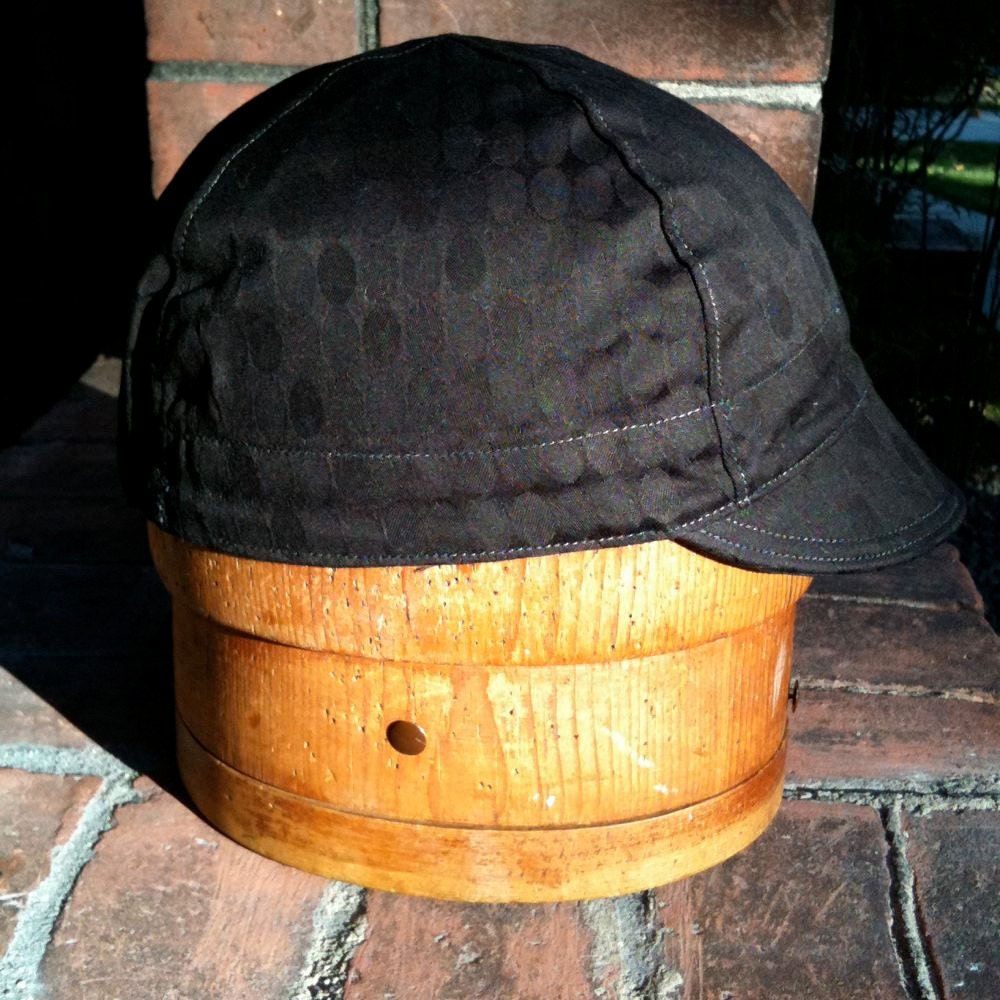 Black on Black spots and spots Handmade Cycling Cap