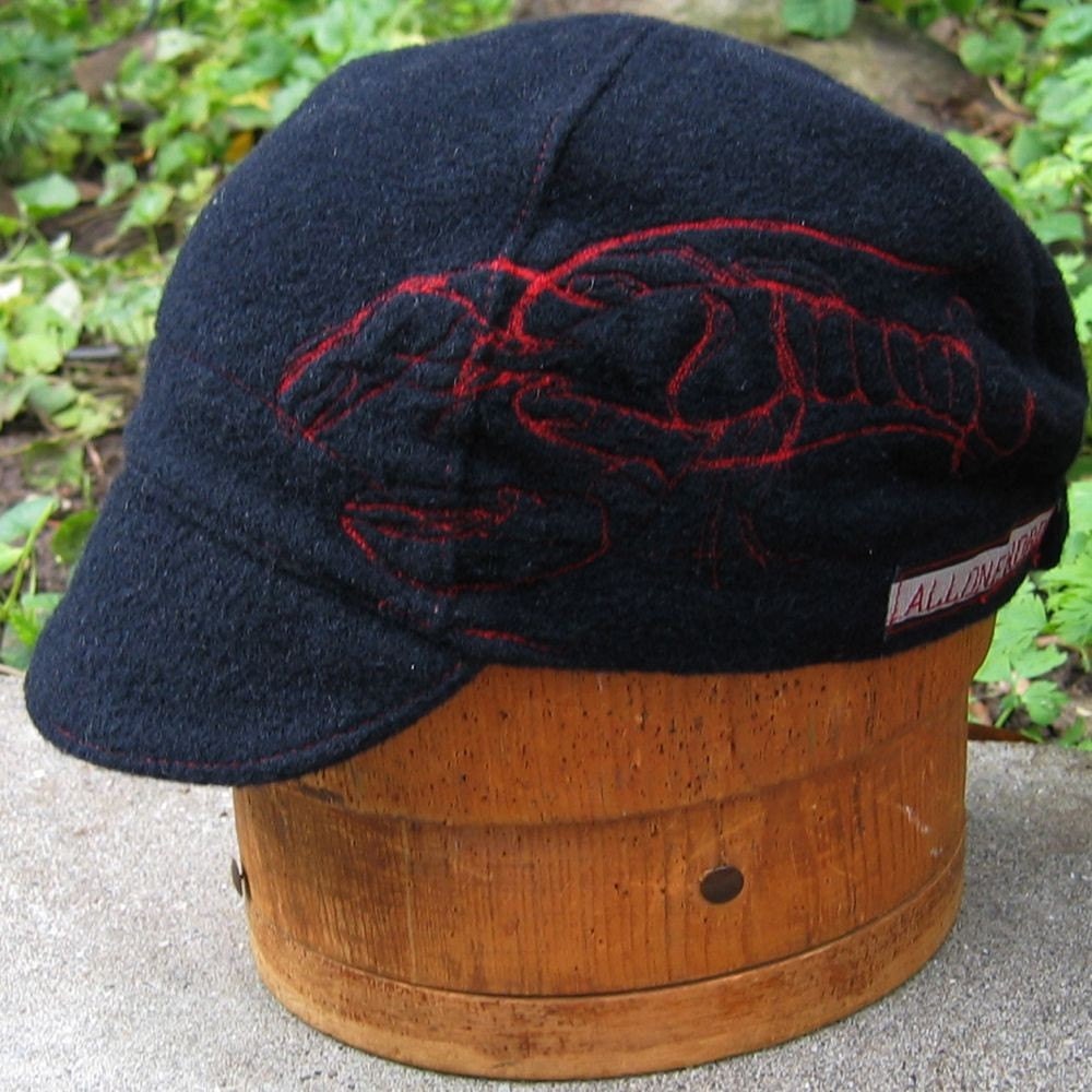 Ghost Lobster Wool Blend Navy with red stitching by alloneword