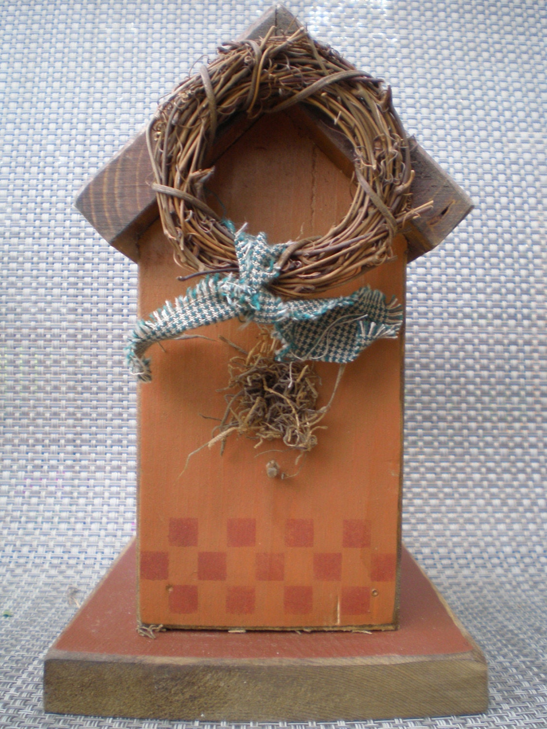 Birdhouse - Home Sweet Home - with Grapevine Holiday Wreath
