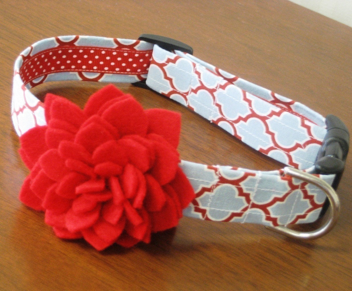 Red Dahlia Custom Dog Collar