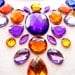 Statement Rhinestone Illusion Necklace, Unique Fashion with Purple, Golden Yellow and Orange Rhinestones