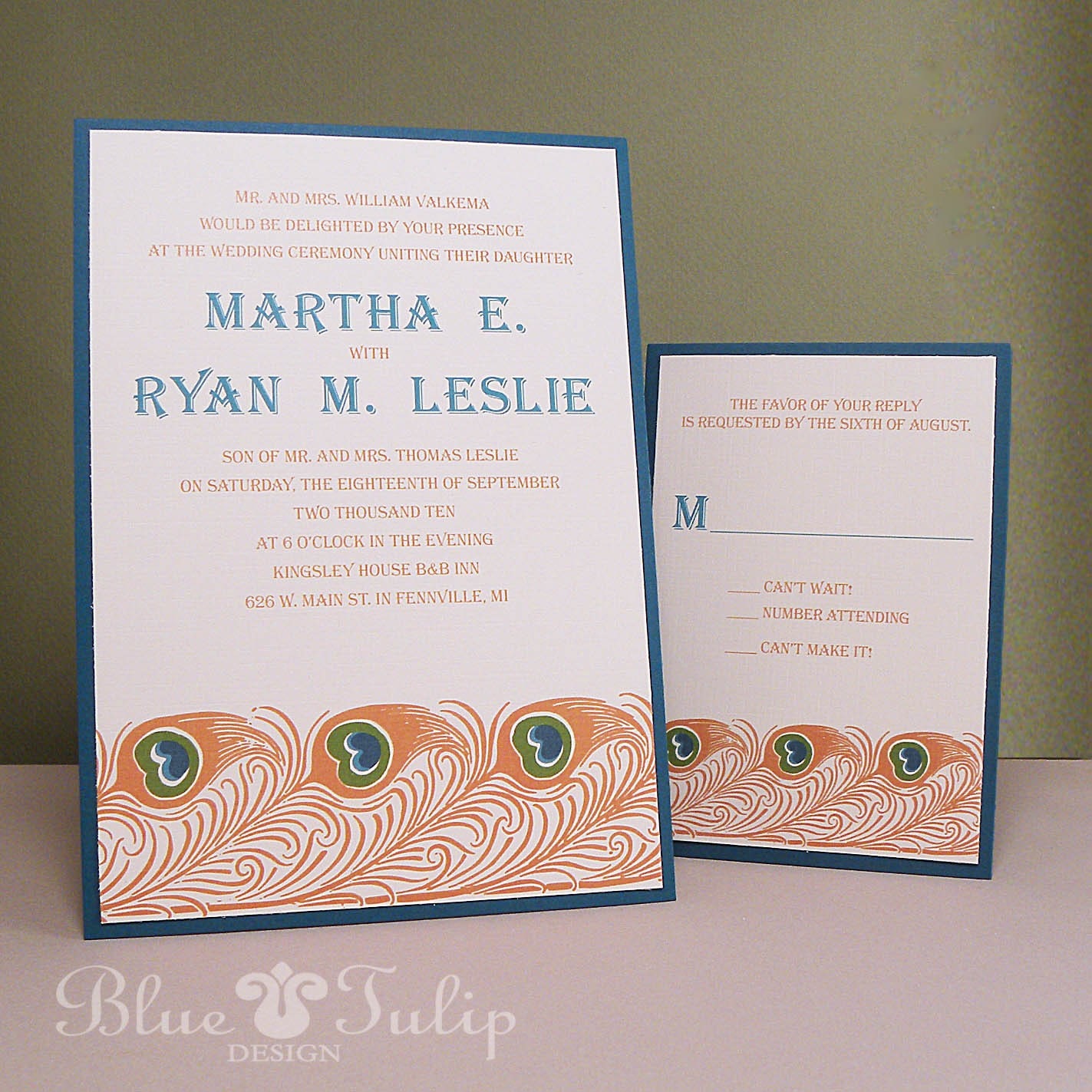 Art Deco Peacock Feather Wedding Invitation