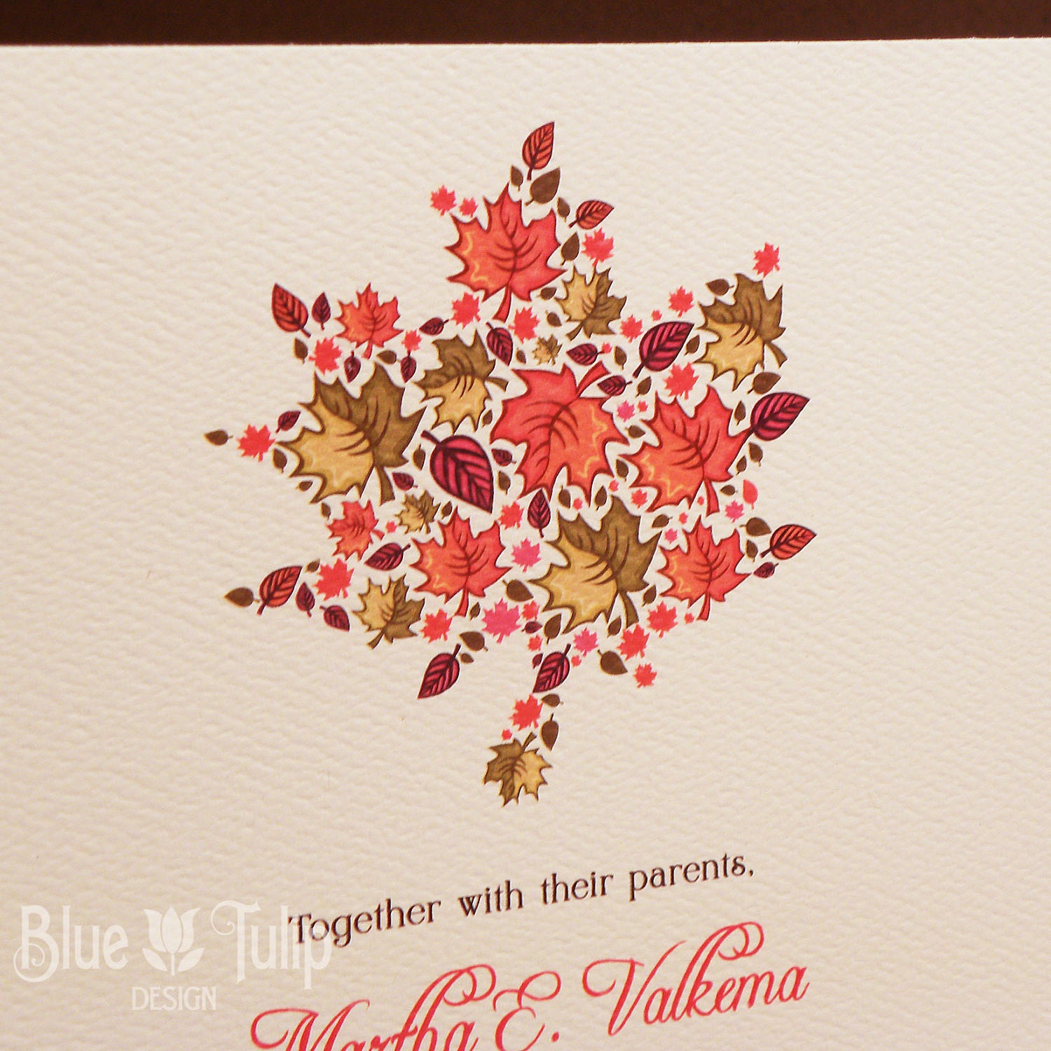 Autumn Leaf Bouquet Wedding Invitation