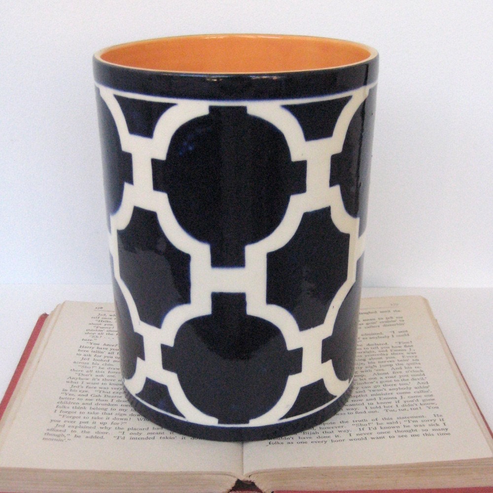 Utensil Holder in Hampton Links Navy Colorway