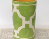 Number 5 Cylinder Vase in Hampton Links Chartreuse colorway