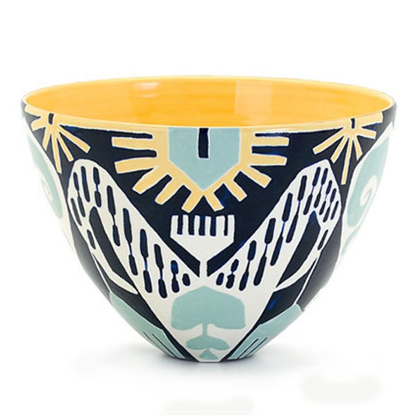 Medium Bee Bowl in Ikat Print Rain Colorway
