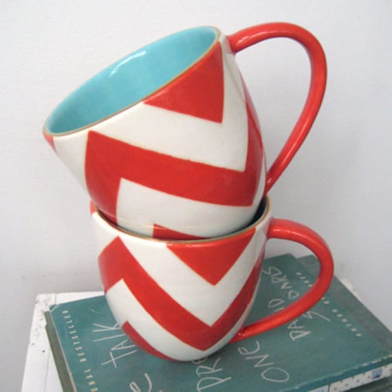 Buckley Chevron Mug in Coral