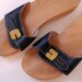 vintage navy blue original dr. scholl's leather sandals 9
