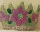 Spearmint and Pink Flower Waldorf Crown