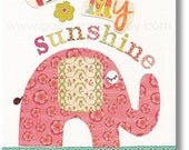 Kids wall art, baby nursery decor, nursery wall art, children wall art, kids elephant, Birds, You Are My Sunshine 8x10 print