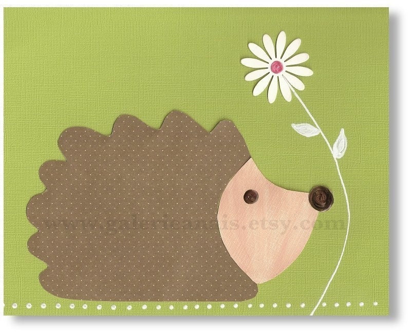Baby nursery print, childrens art print, kids room decor, Hedgehog, Mister Herisson 8x10 print