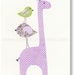 Nursery prints, baby nursery art, kids room decor, art for children, kids room art, personalized, Purple, Giraffe, Birds, Elegance 8x10