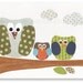 Nursery art, baby nursery decor, nursery wall art, nursery bird, kids art, baby art, nursery owls, Set of 3, 11x14 Prints - Les Hiboux