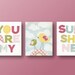 Nursery art, baby nursery decor, nursery wall art, Kids art, kids decor, bird, cloud, words, Set of 3, 8x10 Prints - You Are My Sunshine