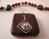 Jasper Bear Fetish Mahogany  Stone Series WIRE WRAP PENDANT