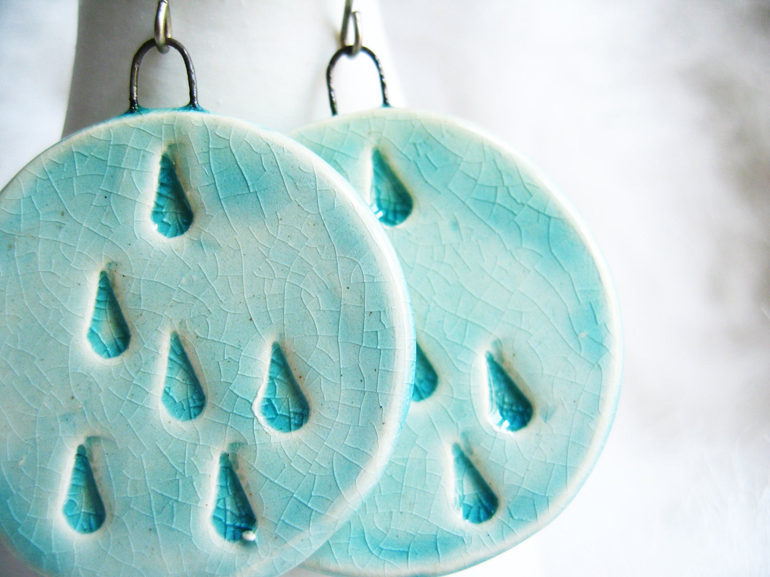 light blue rain drop earrings - mimosabyme