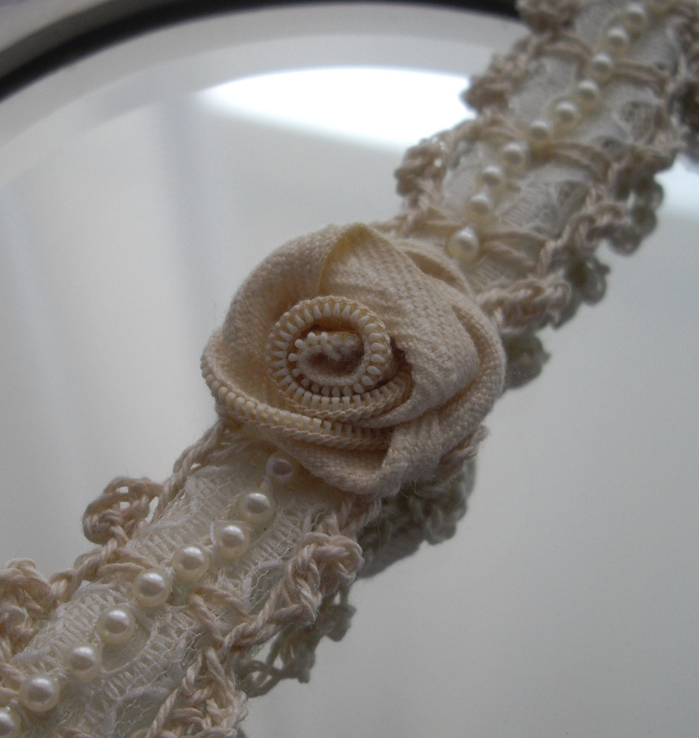 Cream  Wedding Necklace Hand Crocheted