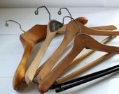 wooden suit hangers. Set of 4 / vintage farmhouse