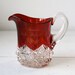 antique ruby glass pitcher / ruby red flash and cut crystal clear souvenir creamer / Victorian 1890s
