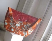 The Goldi bag messenger style in rust wildflower w red patchwork leather flap