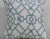 New 18x18 inch Designer Handmade Pillow Cases in blue and white trellis