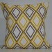 New 18x18 inch Designer Handmade Pillow Case in taupe and yellow diamond pattern.