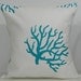 New 18x18 inch Designer Handmade Pillow Cases. turquoise and white coral patterned fabric.