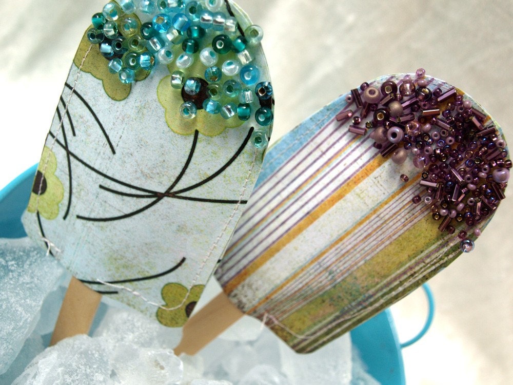 Popsicles - Paper Popsicle Accents in fruit stripe and chocolate chip blueberry - loaded with sprinkles