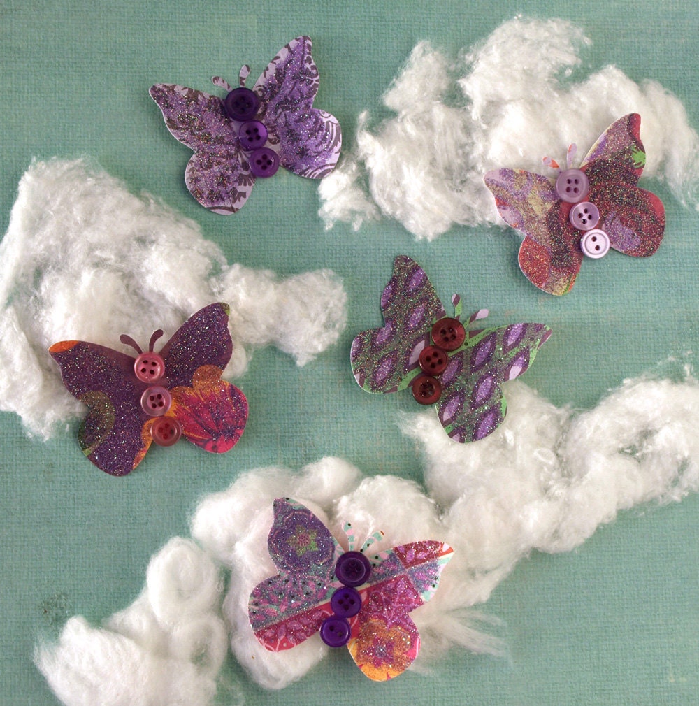 Butterflies - Coneflower Patch - set of 5 paper butterfly accents