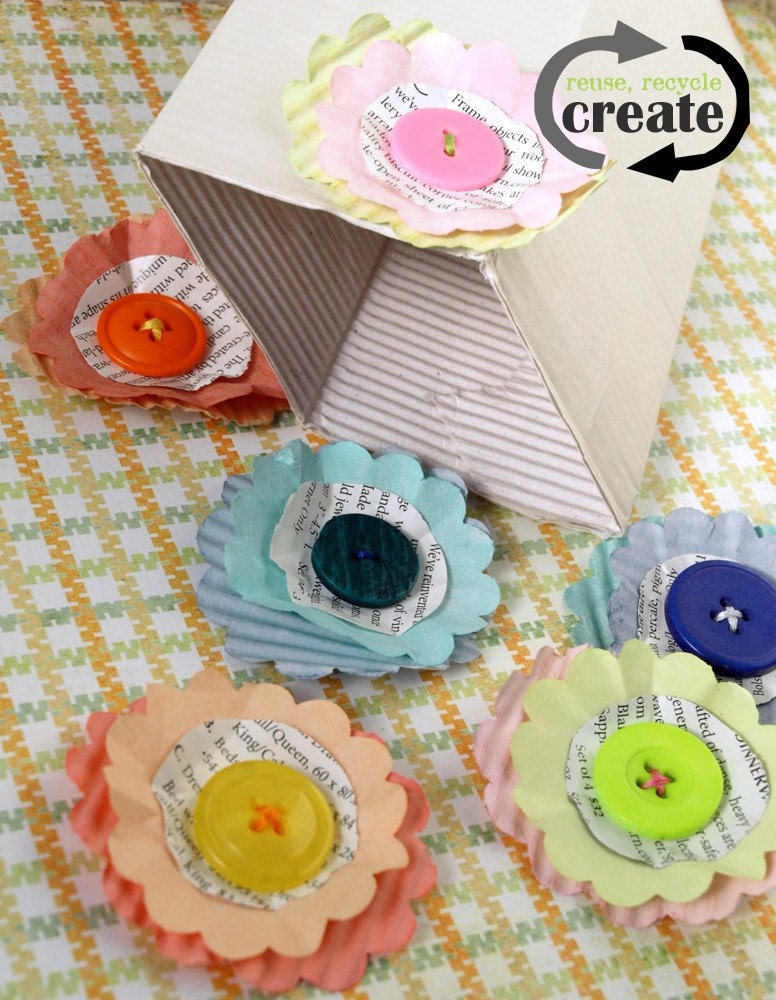 Recycled Flowers - Sunny Bright - made from recycled lightbulb boxes