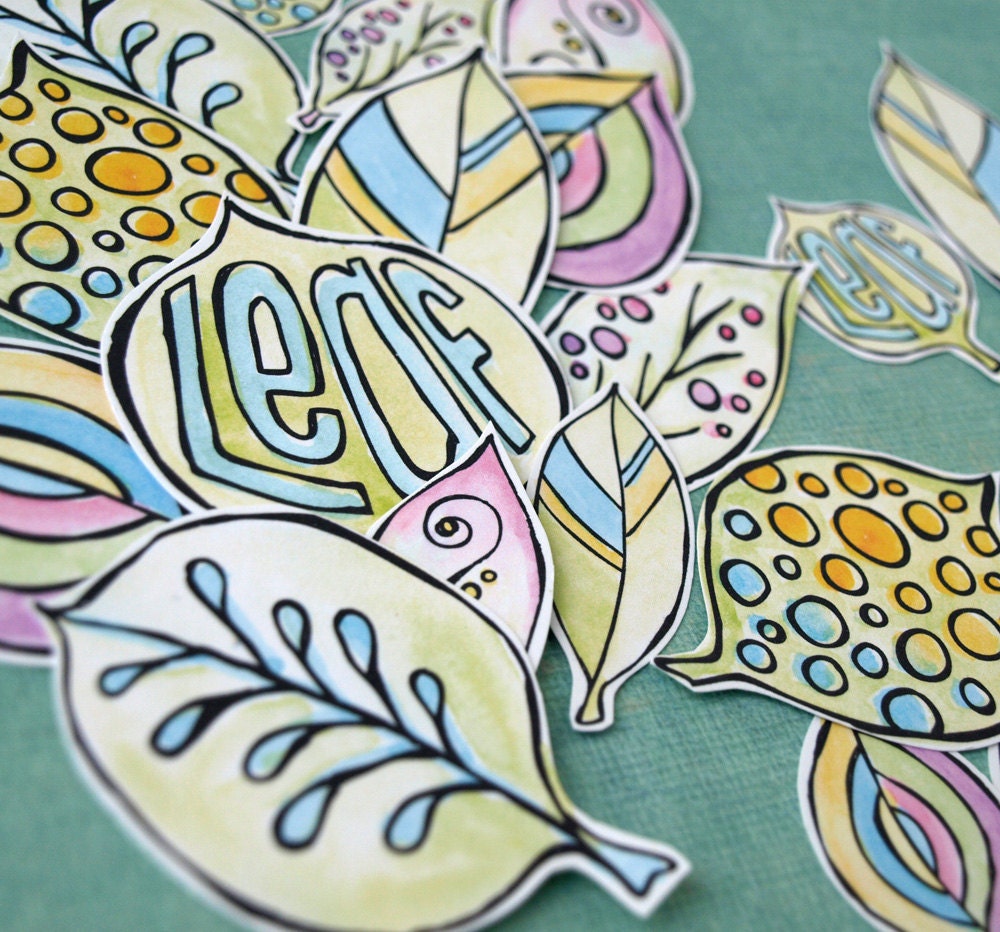 Watercolor Leaves - paper accents