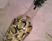 wine bottle for olive oil in gold leopard print  - can also use for vinegar or soap - perfect housewarming gift