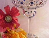 unique hand painted margarita glass - perfect for wedding, Valentines, girls  night out or birthday- can be personalized too