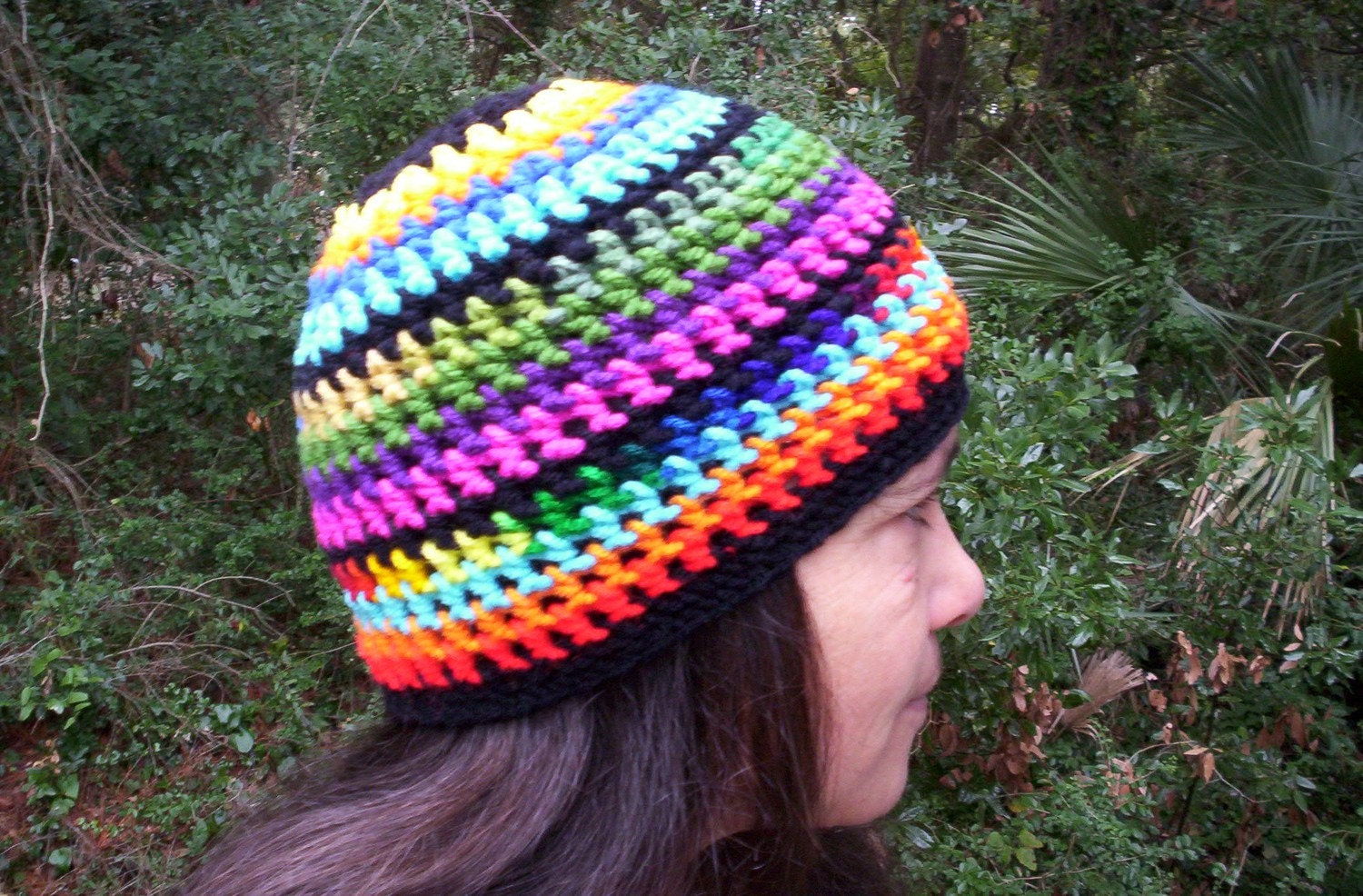 MULTICOLOR CROCHET HAT Custom Made For You ANy Size Hippie Boho