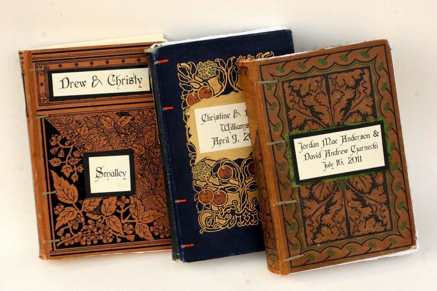 Vintage Wedding Guest Book Custom Personalized Wedding Guest Book by Binding Bee