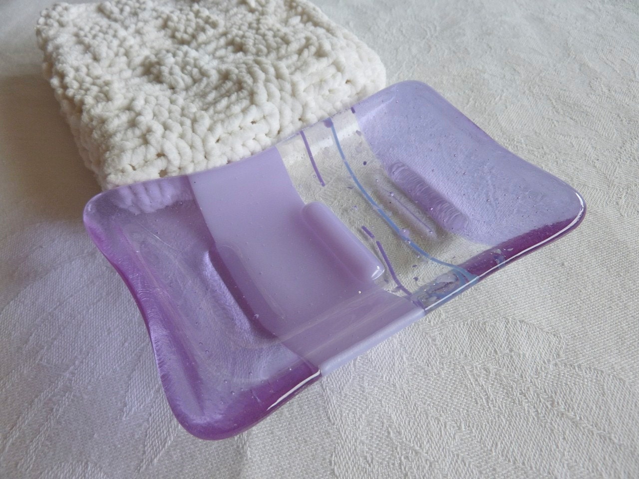 Soap Dish in Lavender Glass