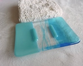 Turquoise Blue Glass Soap Dish