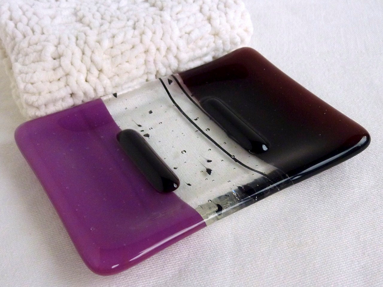 Glass Soap Dish in Deep Plum