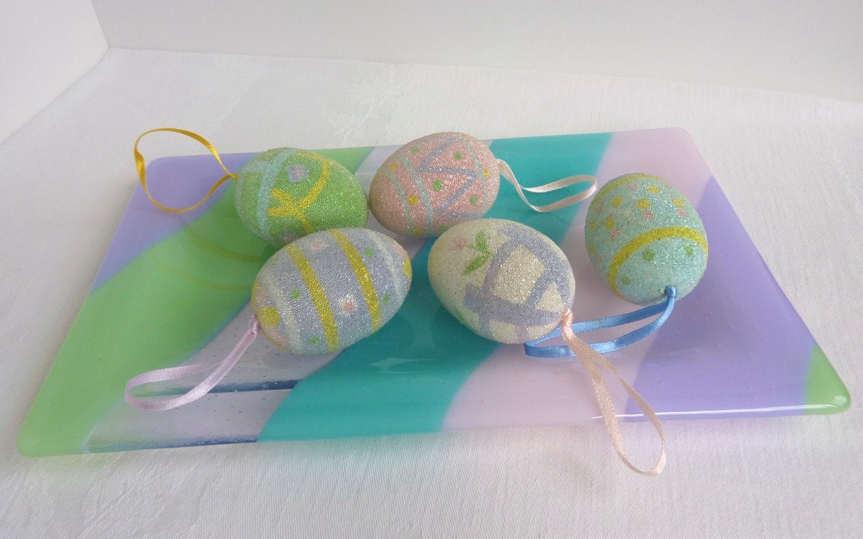 Glass Platter in Spring Pastel Stripes