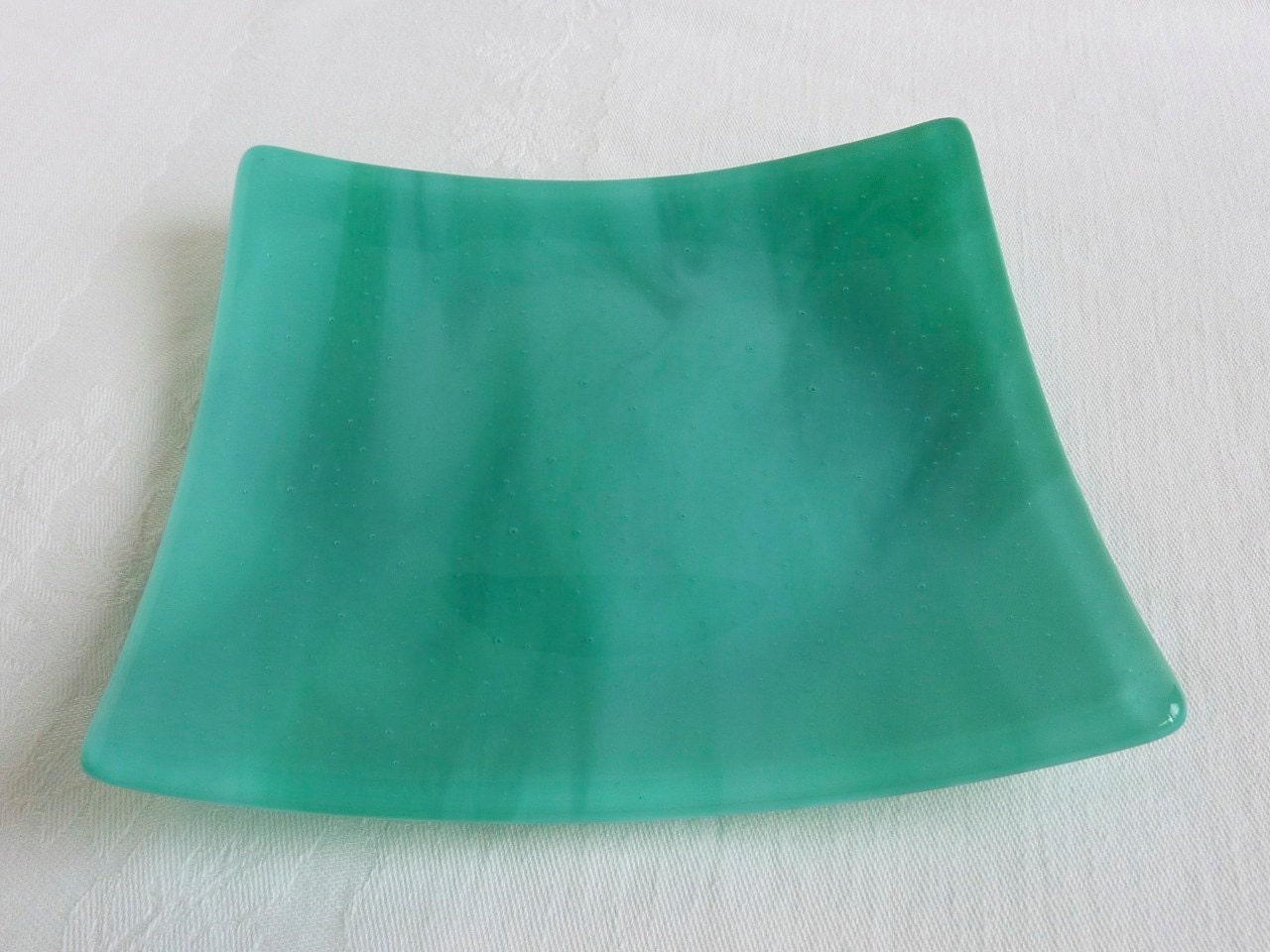Blue and Green Streaky Glass Plate